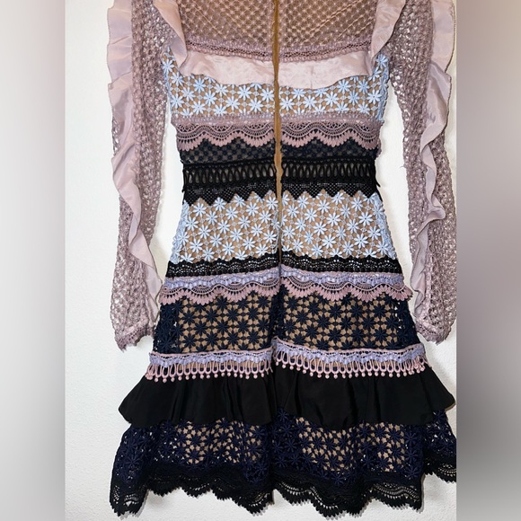 Self-Portrait Bellis Lace Trim Dress With Frilled Sleeves - Picture 14 of 16